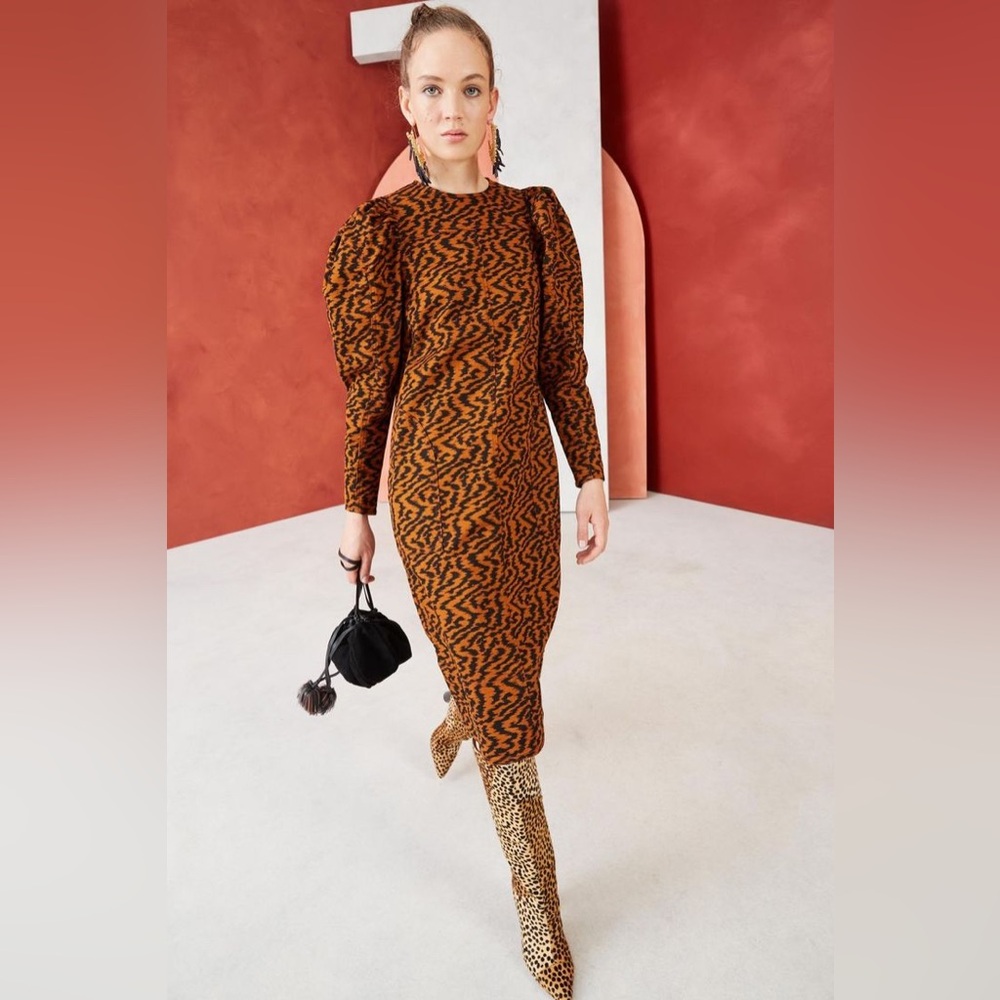 Ulla Johnson Sawyer Animal Print Midi Dress